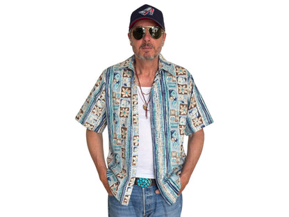 Large. Vintage 70s Hawaiian cotton shirt Made in USA-AJ357 Studio