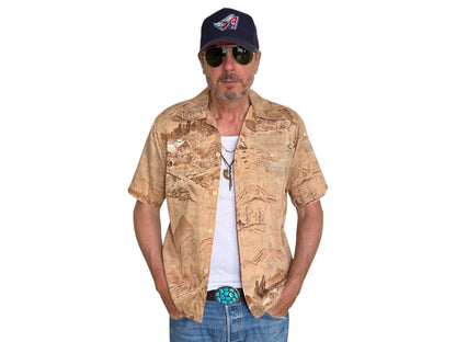 Small. Vintage 70s Hawaiian satin cotton shirt-AJ357 Studio