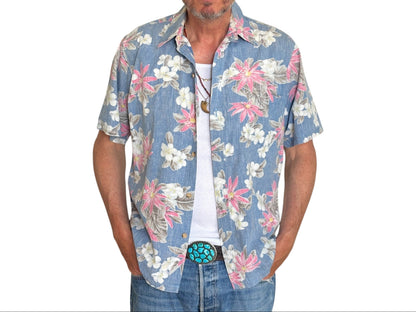 Medium Size Vintage 80s Hawaiian Cotton Shirt - Retro Island Collectible-AJ357 Studio