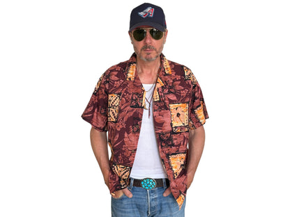 Size M. Vintage 80s Hawaiian cotton shirt made by Ocean Pacific-AJ357 Studio