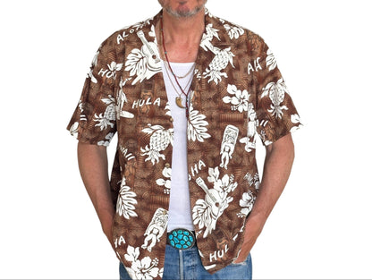 Large. Vintage 80s Hawaiian cotton shirt Made in Hawaii-AJ357 Studio
