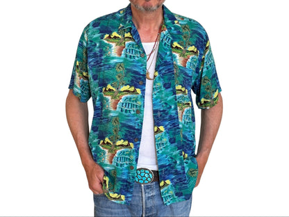 Vintage 90s Hawaiian Rayon Shirt by Ocean Current | Size Medium-AJ357 Studio