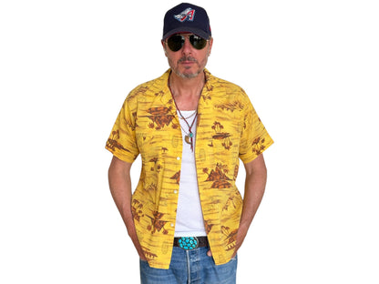 Vintage 60s Hawaiian Yellow By Impala Cotton Shirt - Size M | Retro Style-AJ357 Studio