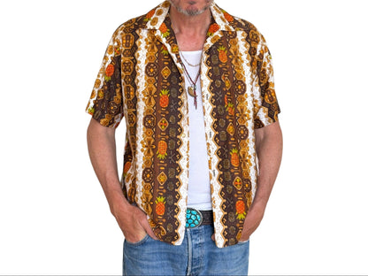 Med. Vintage 70s Hawaiian satin cotton shirt-AJ357 Studio