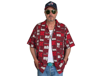 Large. Vintage 2000s Hawaiian barkcloth cotton shirt-AJ357 Studio