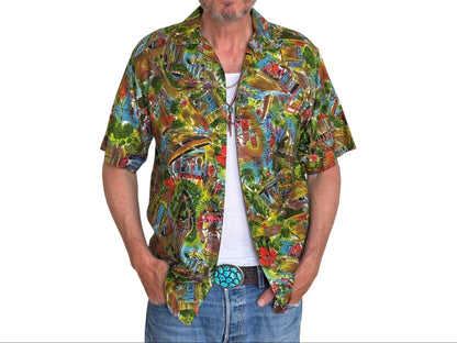 Large. Vintage 70s Hawaiian satin cotton shirt-AJ357 Studio
