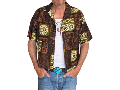 Large . Vintage 60s Hawaiian satin cotton shirt Made in Hawaii-AJ357 Studio