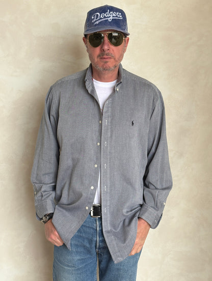 Vintage Ralph Lauren Yarmouth Shirt Grey Cotton – Size 16-33