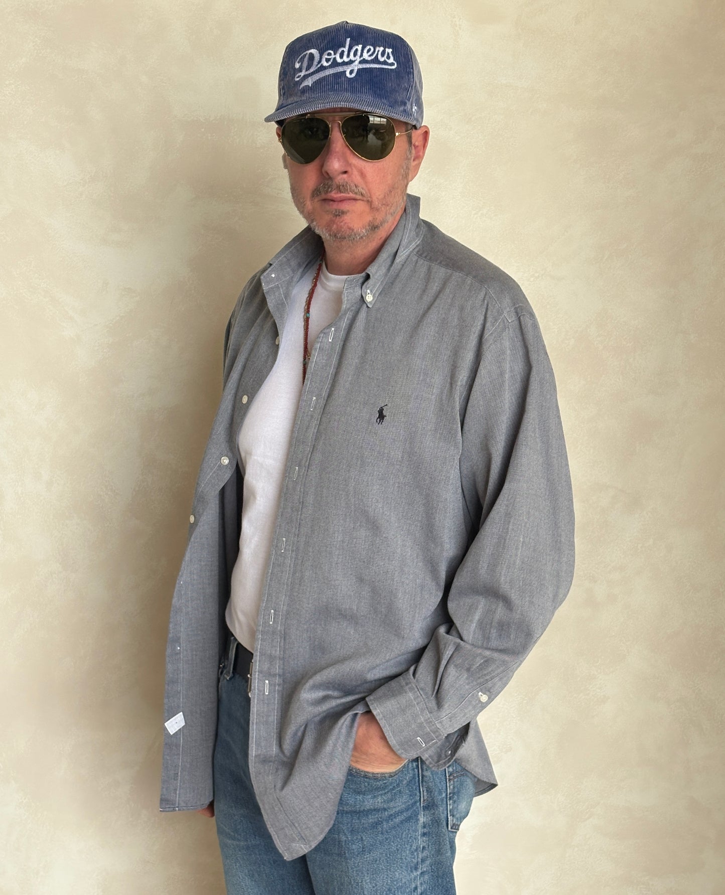 Vintage Ralph Lauren Yarmouth Shirt Grey Cotton – Size 16-33