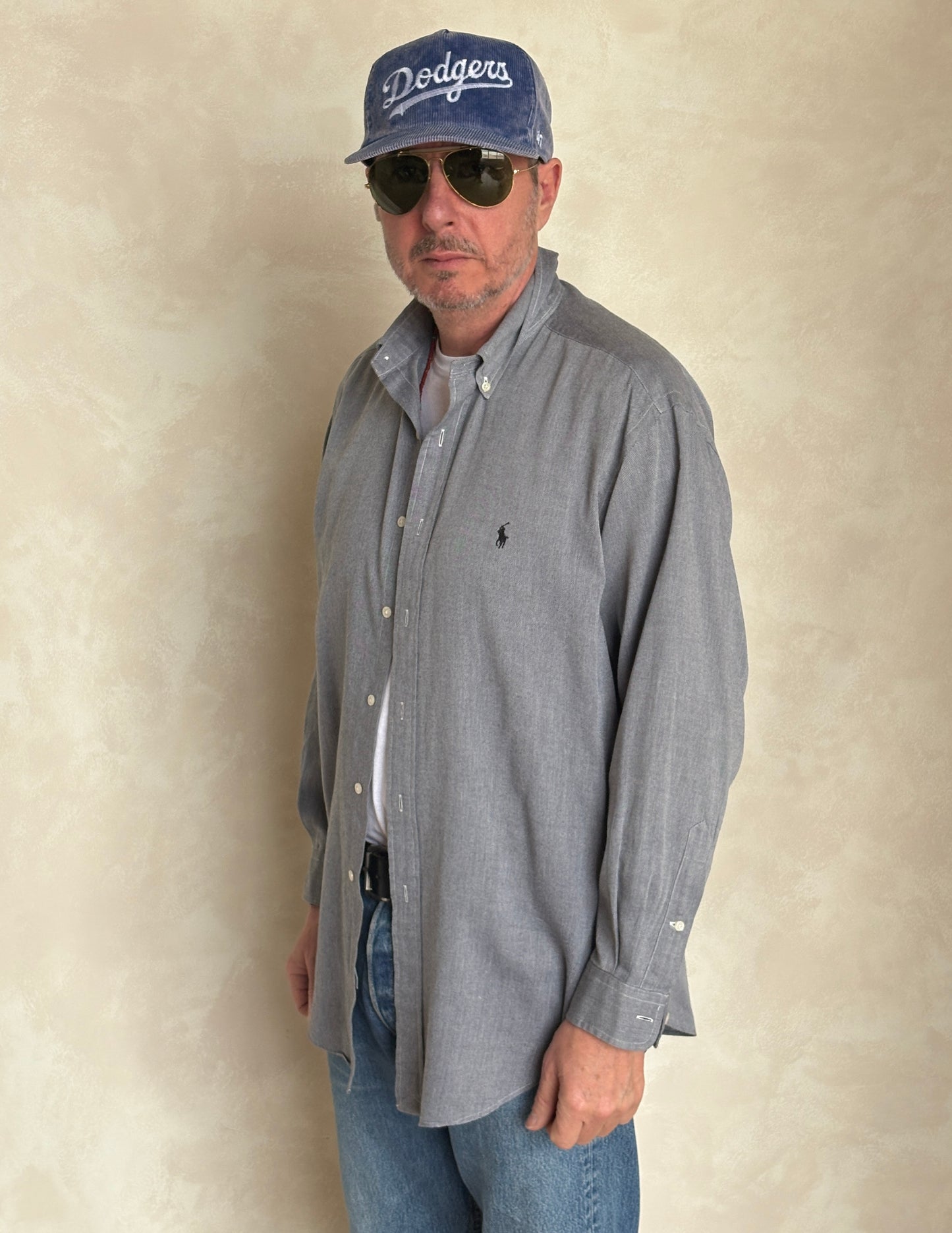 Vintage Ralph Lauren Yarmouth Shirt Grey Cotton – Size 16-33