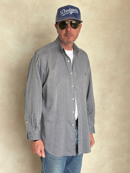 Vintage Ralph Lauren Yarmouth Shirt Grey Cotton – Size 16-33