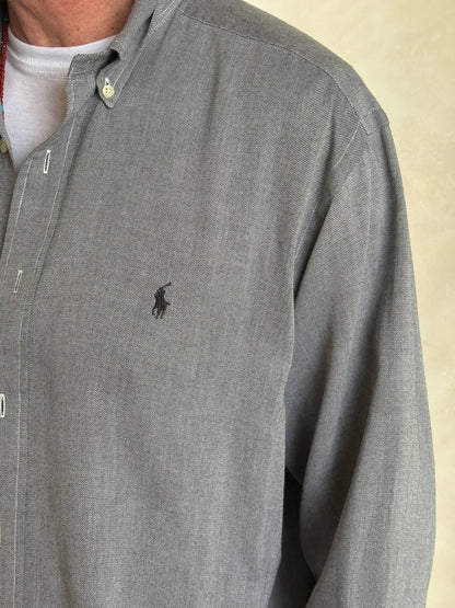 Vintage Ralph Lauren Yarmouth Shirt Grey Cotton – Size 16-33