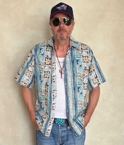 Large. Vintage 70s Hawaiian cotton shirt Made in USA-AJ357 Studio