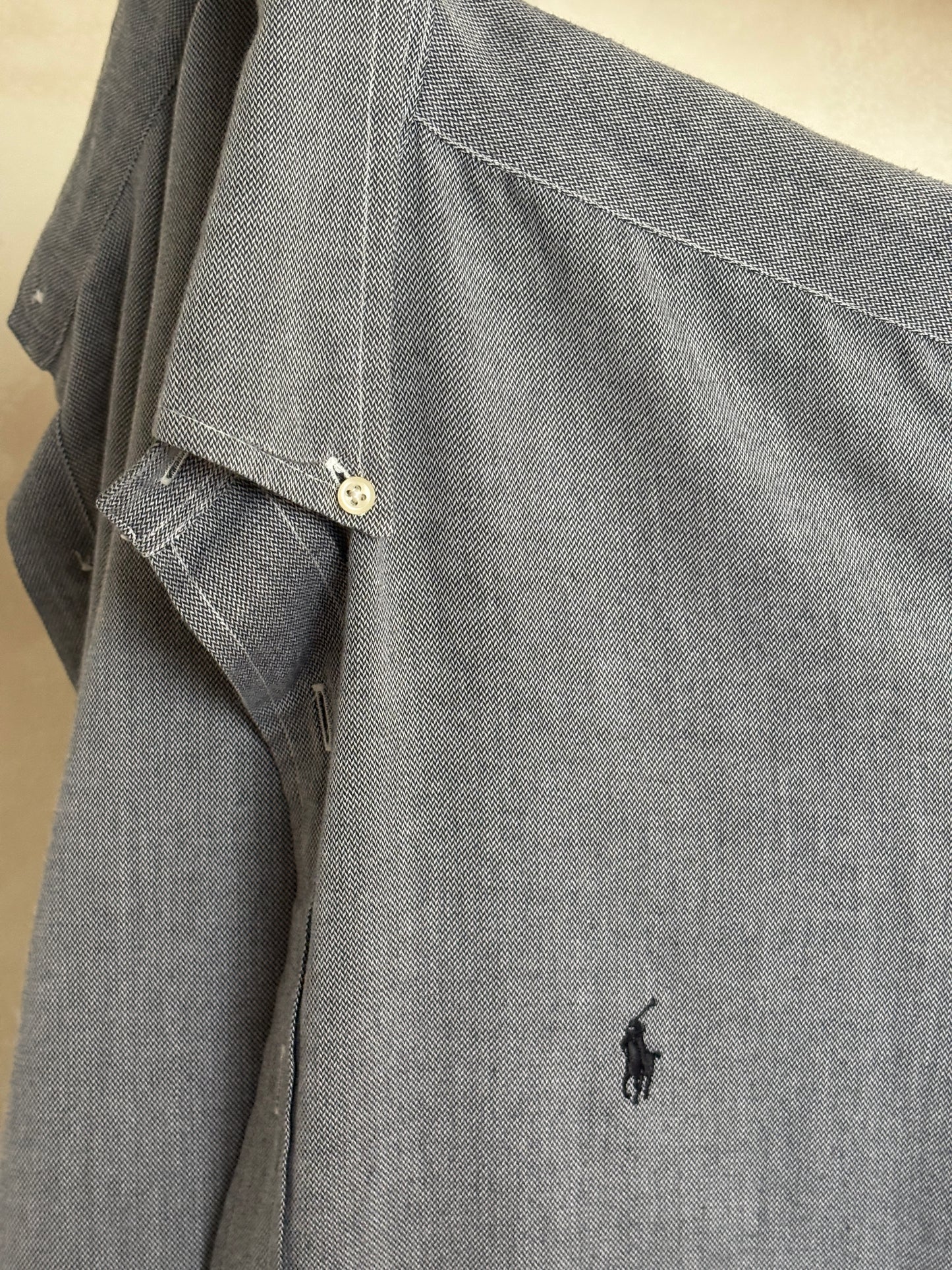 Vintage Ralph Lauren Yarmouth Shirt Grey Cotton – Size 16-33