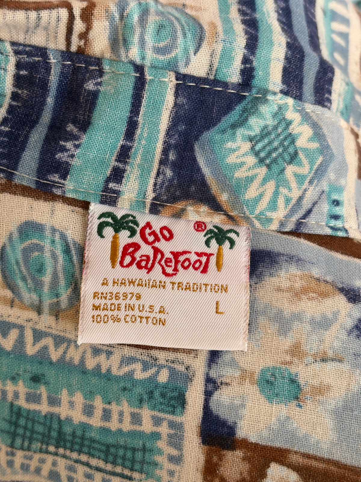 Large. Vintage 70s Hawaiian cotton shirt Made in USA-AJ357 Studio