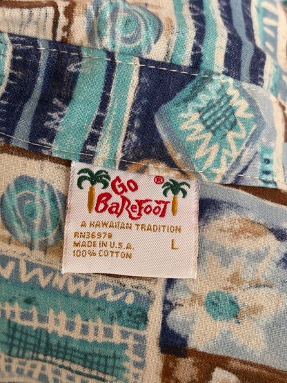 Large. Vintage 70s Hawaiian cotton shirt Made in USA-AJ357 Studio