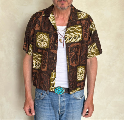 Large . Vintage 60s Hawaiian satin cotton shirt Made in Hawaii-AJ357 Studio