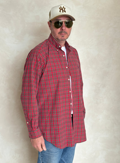 Ralph Lauren BLAKE Shirt Medium Red Plaid Cotton Button Down