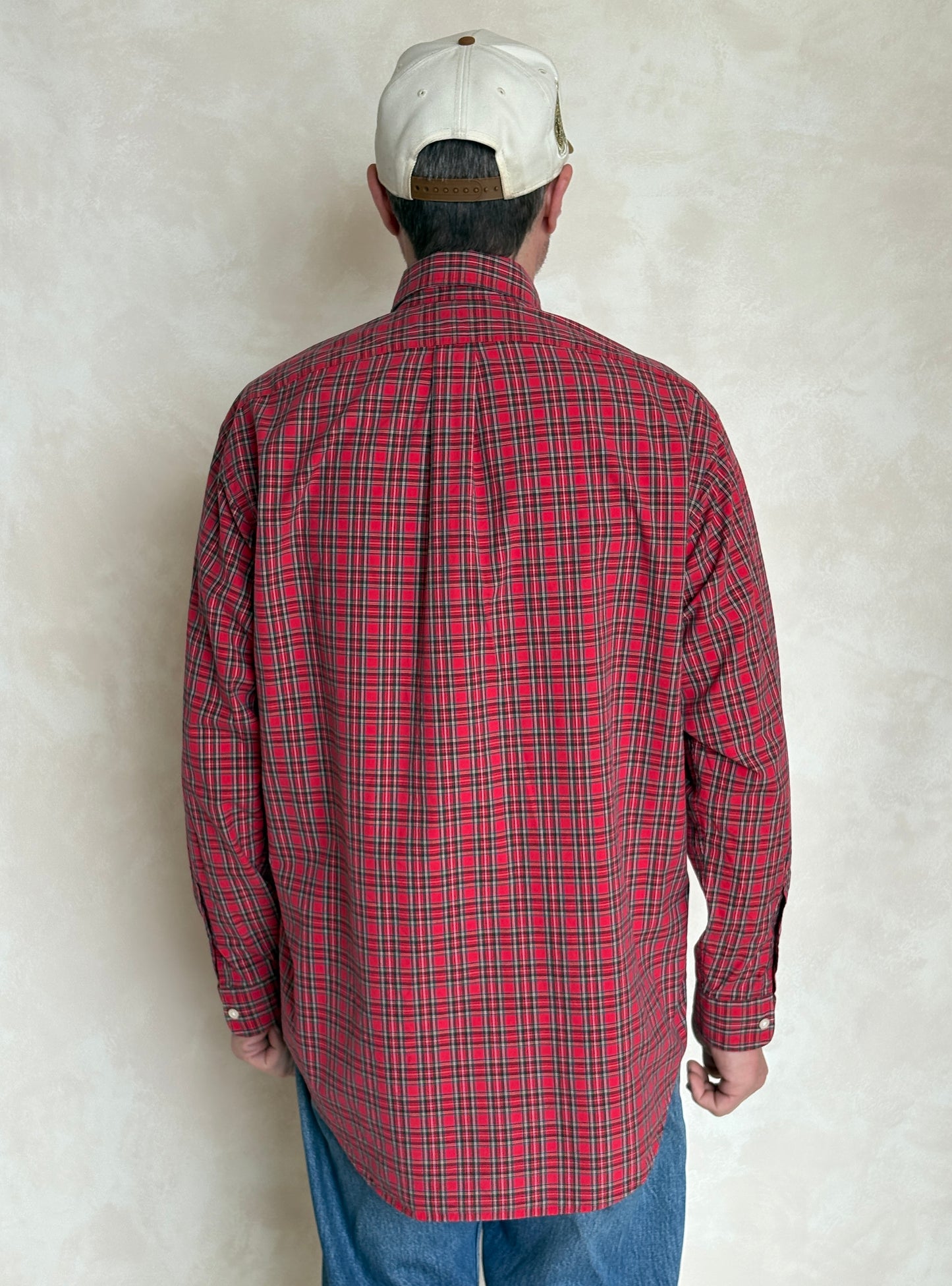 Ralph Lauren BLAKE Shirt Medium Red Plaid Cotton Button Down