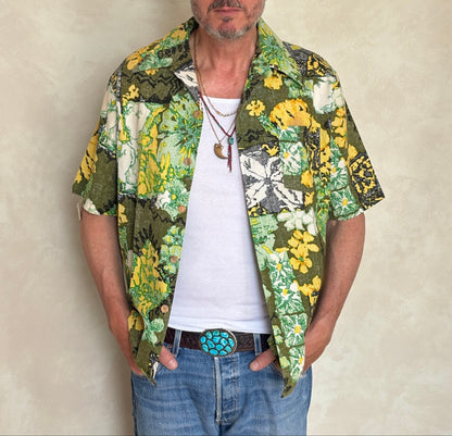 Size L Vintage 60s Hawaiian Cotton Shirt by Jantzen | Retro Aloha Style-AJ357 Studio