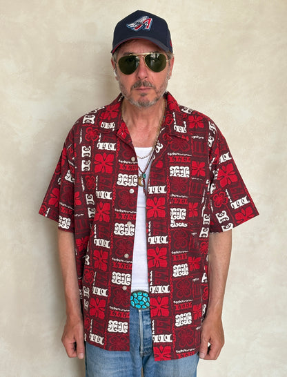 Large. Vintage 2000s Hawaiian barkcloth cotton shirt-AJ357 Studio