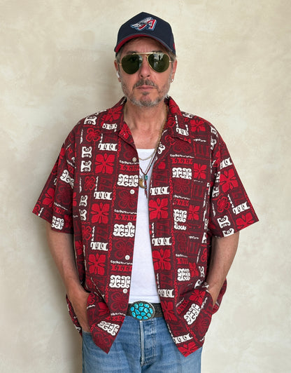 Large. Vintage 2000s Hawaiian barkcloth cotton shirt-AJ357 Studio