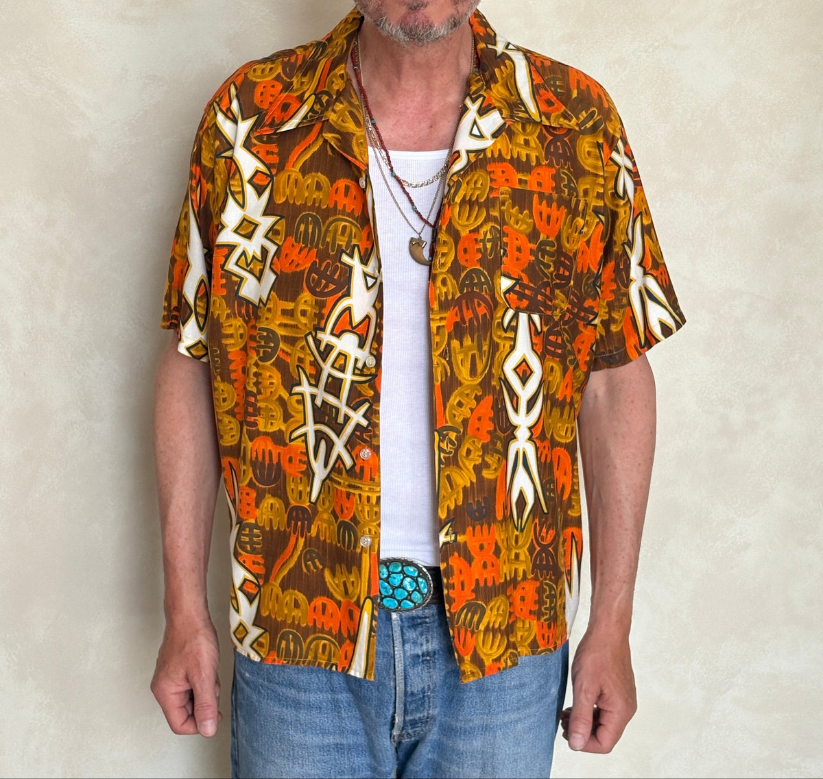 XLarge . Vintage 70s Hawaiian cotton shirt Made by Kauai-AJ357 Studio