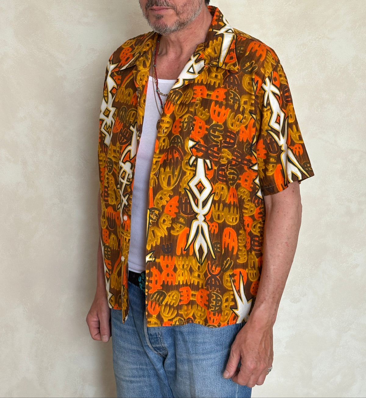 XLarge . Vintage 70s Hawaiian cotton shirt Made by Kauai-AJ357 Studio