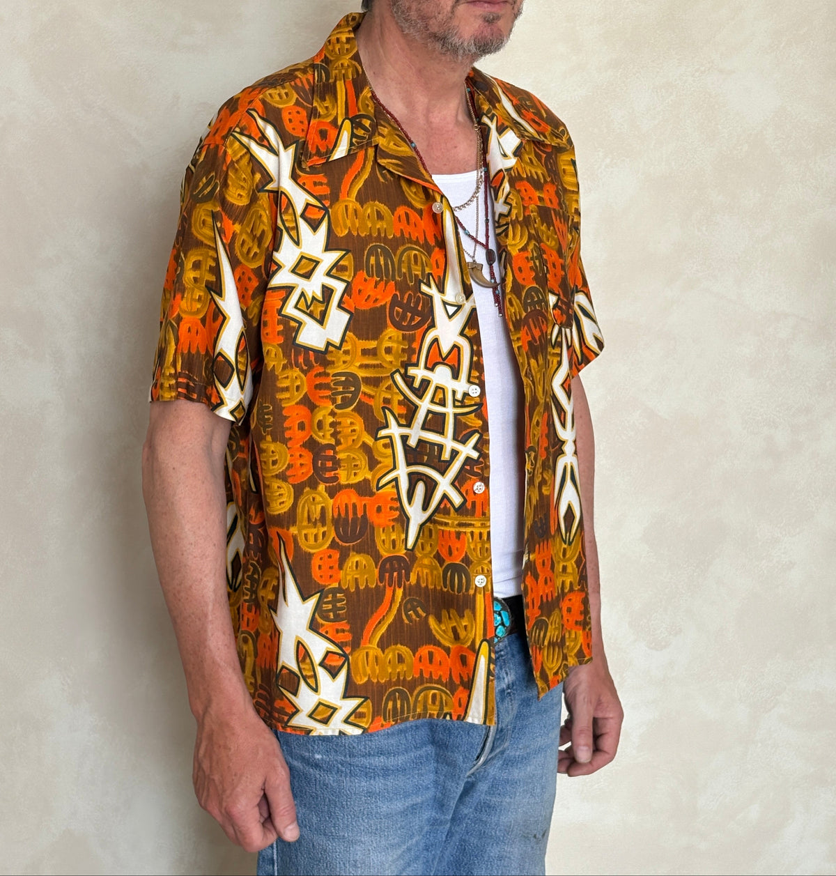 XLarge . Vintage 70s Hawaiian cotton shirt Made by Kauai-AJ357 Studio
