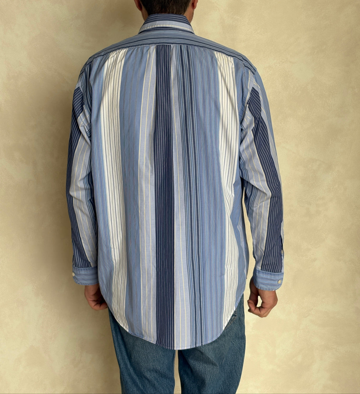 Ralph Lauren BLAIRE Shirt Medium Blue Striped Cotton Button Down-AJ357 Studio