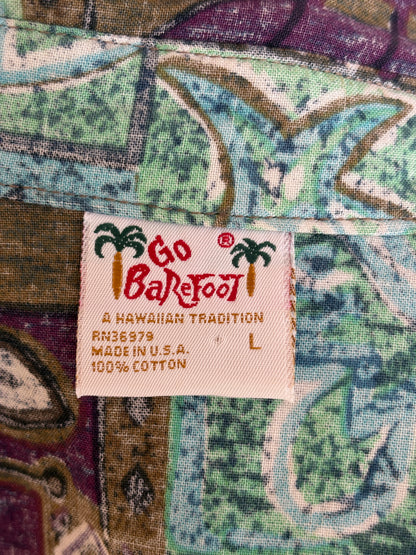 Vintage 60s Hawaiian Cotton Shirt - Size L, Made in USA by Go Bearfoot-AJ357 Studio