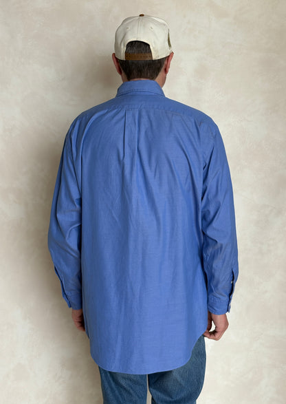 Ralph Lauren Yarmouth Shirt 16-32 Blue Pinpoint Oxford Cotton Button Up