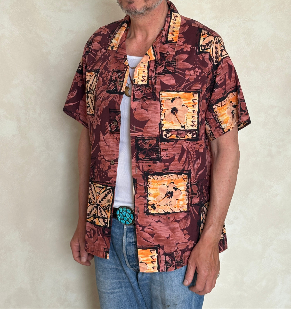 Size M. Vintage 80s Hawaiian cotton shirt made by Ocean Pacific-AJ357 Studio