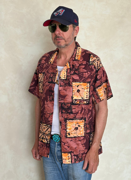Size M. Vintage 80s Hawaiian cotton shirt made by Ocean Pacific-AJ357 Studio