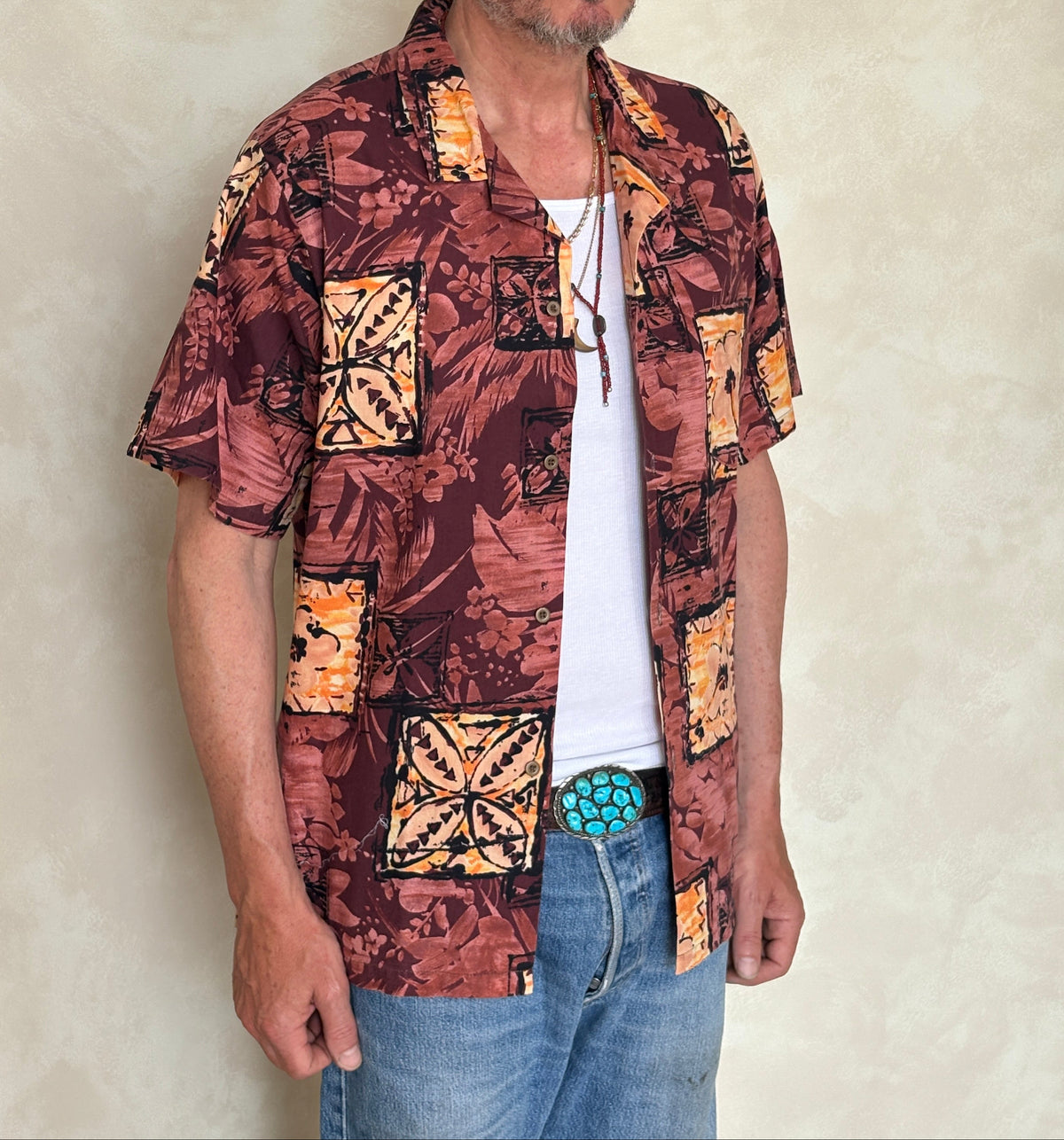 Size M. Vintage 80s Hawaiian cotton shirt made by Ocean Pacific-AJ357 Studio