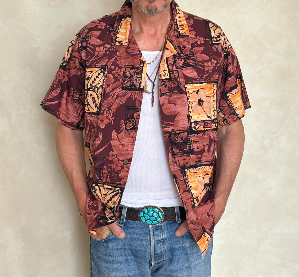 Size M. Vintage 80s Hawaiian cotton shirt made by Ocean Pacific-AJ357 Studio