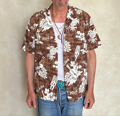 Large. Vintage 80s Hawaiian cotton shirt Made in Hawaii-AJ357 Studio