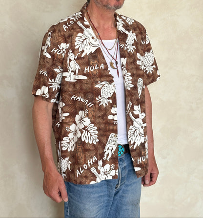 Large. Vintage 80s Hawaiian cotton shirt Made in Hawaii-AJ357 Studio