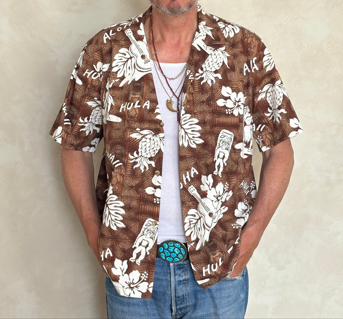 Large. Vintage 80s Hawaiian cotton shirt Made in Hawaii-AJ357 Studio