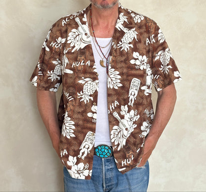 Large. Vintage 80s Hawaiian cotton shirt Made in Hawaii-AJ357 Studio