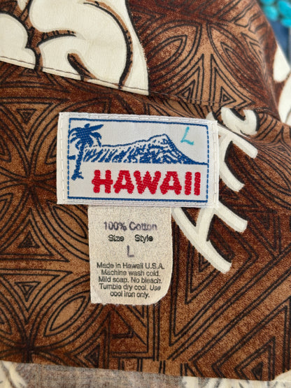 Large. Vintage 80s Hawaiian cotton shirt Made in Hawaii-AJ357 Studio