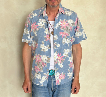 Medium Size Vintage 80s Hawaiian Cotton Shirt - Retro Island Collectible-AJ357 Studio