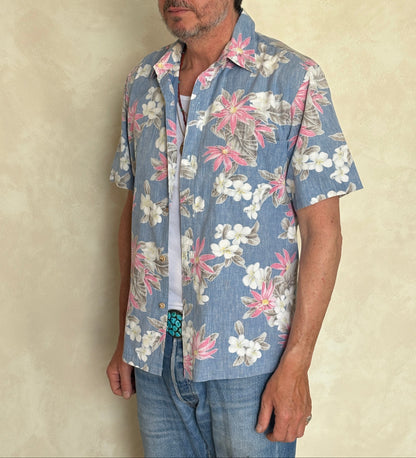 Medium Size Vintage 80s Hawaiian Cotton Shirt - Retro Island Collectible-AJ357 Studio