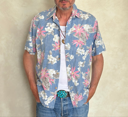 Medium Size Vintage 80s Hawaiian Cotton Shirt - Retro Island Collectible-AJ357 Studio