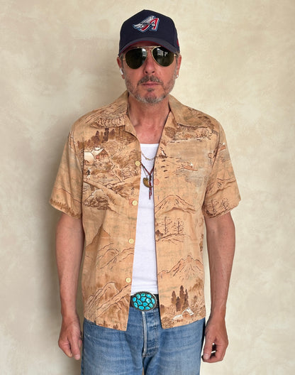 Small. Vintage 70s Hawaiian satin cotton shirt-AJ357 Studio
