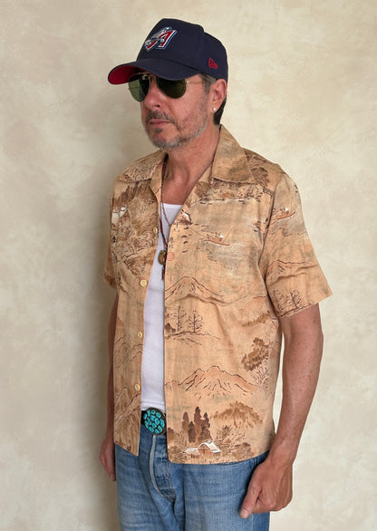 Small. Vintage 70s Hawaiian satin cotton shirt-AJ357 Studio