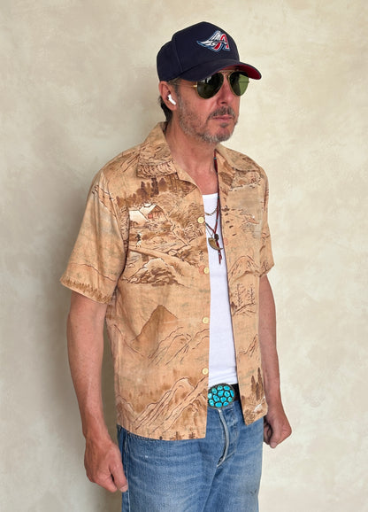 Small. Vintage 70s Hawaiian satin cotton shirt-AJ357 Studio