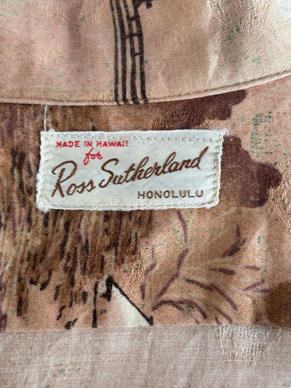 Small. Vintage 70s Hawaiian satin cotton shirt-AJ357 Studio