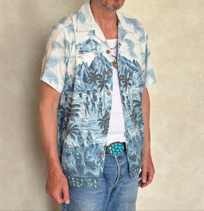 Large Vintage 70s Hawaiian Thin Cotton Shirt | Retro Island Style-AJ357 Studio