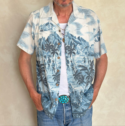 Large Vintage 70s Hawaiian Thin Cotton Shirt | Retro Island Style-AJ357 Studio